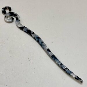 Vintage, Black and White Lucite Hair Pin Accessory 7in x 1in